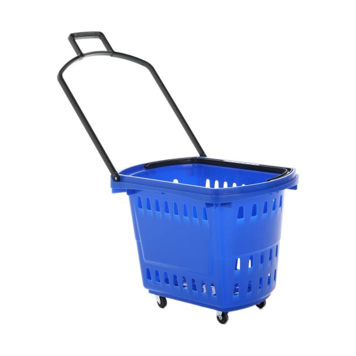 Blue Rolling Shopping Baskets