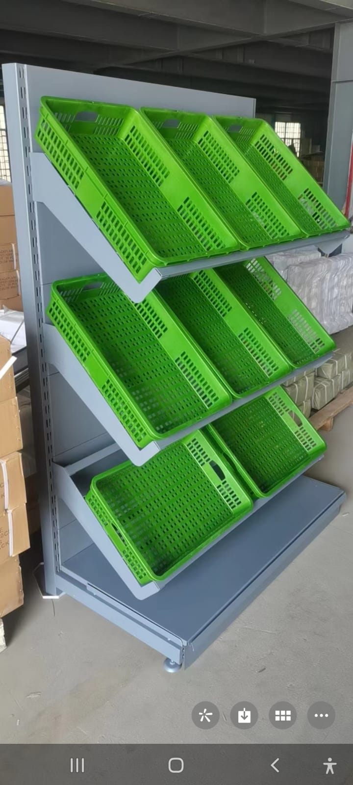 Steel frame fruit & veg shelving unit