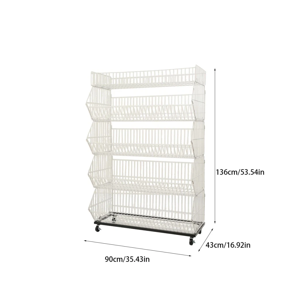 100cm Professional Stackable Wire Storage Bin Rack Veg Fruit Basket for Shop